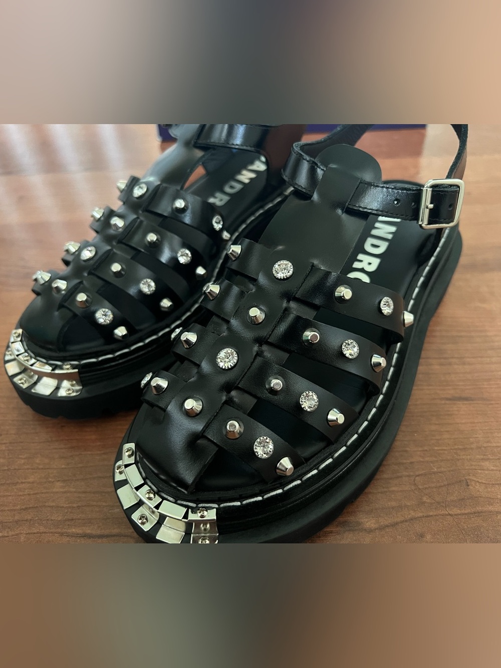 Sandro Olys Black Studded Women's Gladiator Fisherman Sandals NWOT size 6.5 37